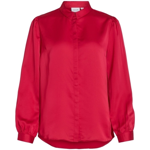 textil Dam Blusar Vila Noos Ellette Satin Shirt - Love Potion Rosa