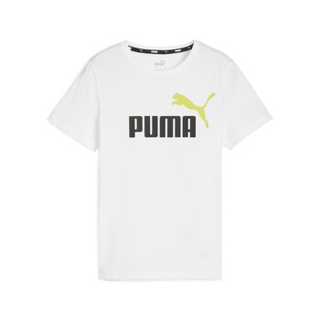textil Pojkar T-shirts Puma ESS+ 2 COL LOGO TEE B Vit