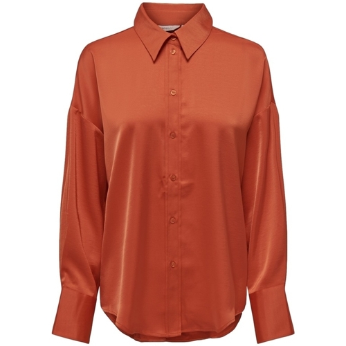 textil Dam Blusar Only Marta Oversize Shirt - Tigerlily Orange