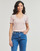textil Dam T-shirts Calvin Klein Jeans WOVEN LABEL RIB V-NECK TEE Beige