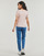 textil Dam T-shirts Calvin Klein Jeans WOVEN LABEL RIB V-NECK TEE Beige