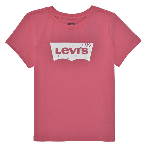 textil Flickor T-shirts Levi's MULTI DAISY BATWING TEE Rosa / Vit