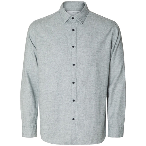 textil Herr Långärmade skjortor Selected Regowen-Twist L/S - Grey/Asphalt Brun