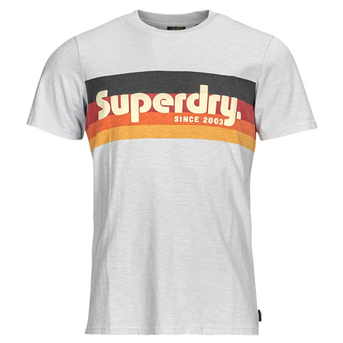 textil Herr T-shirts Superdry CALI STRIPED LOGO T SHIRT Vit