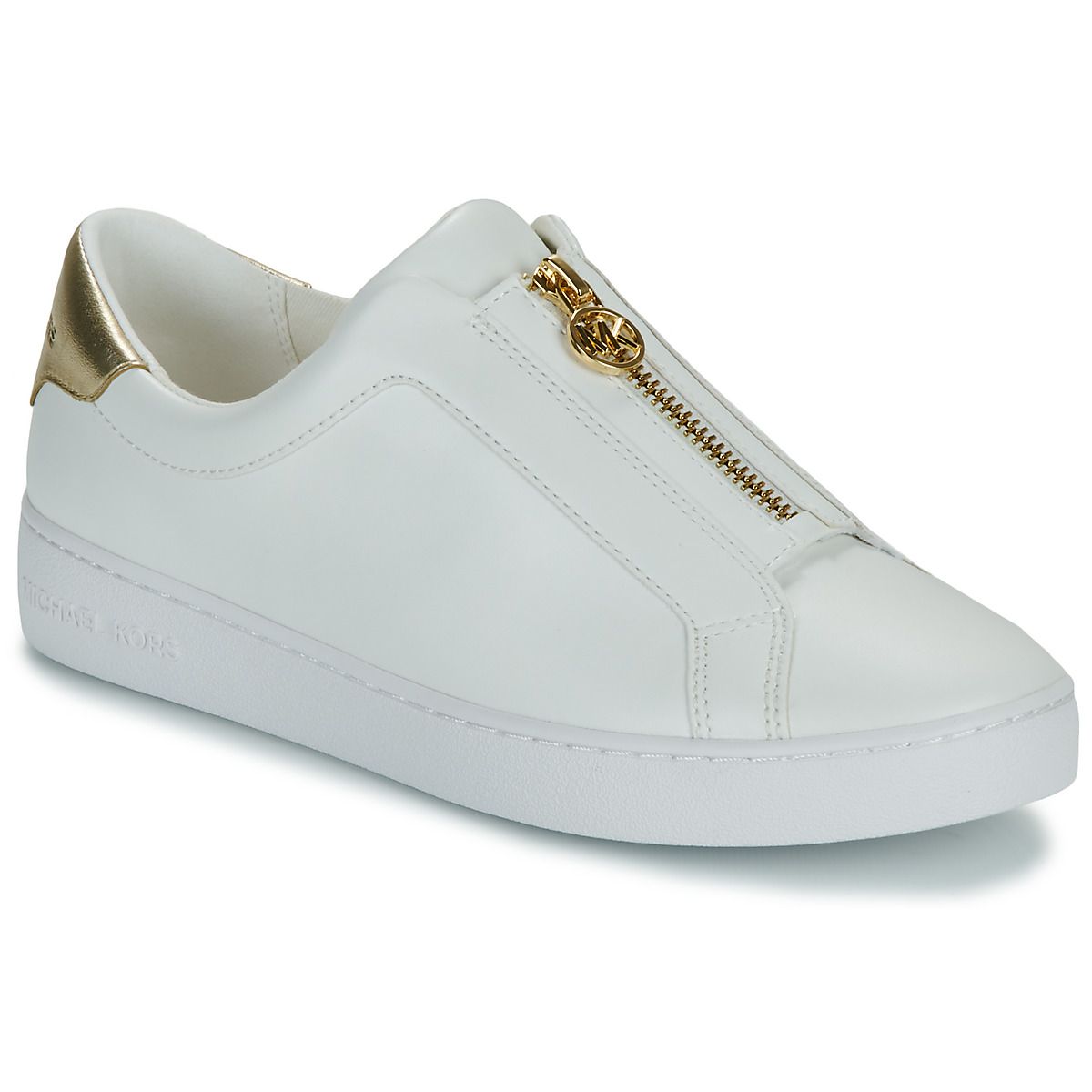 Skor Dam Sneakers MICHAEL Michael Kors KEATON ZIP SLIP ON Vit / Guldfärgad