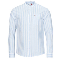textil Herr Långärmade skjortor Tommy Jeans TJM MAO STRIPE LINEN BLEND SHIRT Vit / Blå