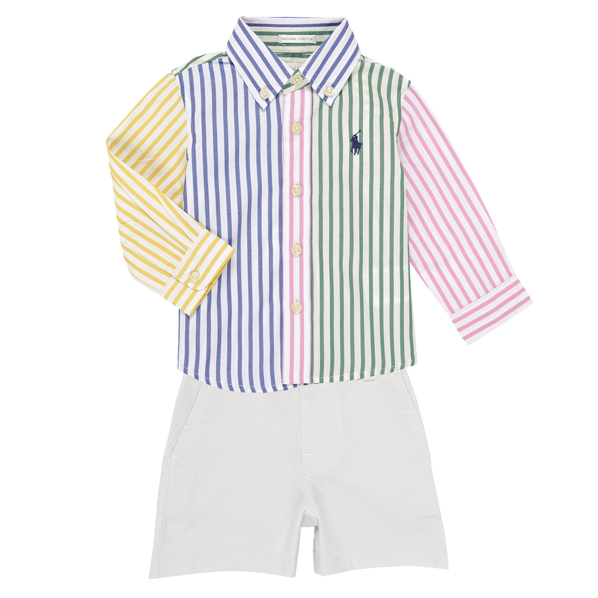 textil Pojkar Set Polo Ralph Lauren LS BD FNSHRT-SETS-SHORT SET Flerfärgad
