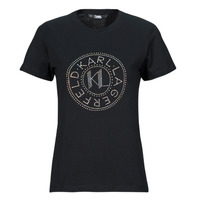 textil Dam T-shirts Karl Lagerfeld rhinestone logo t-shirt Svart