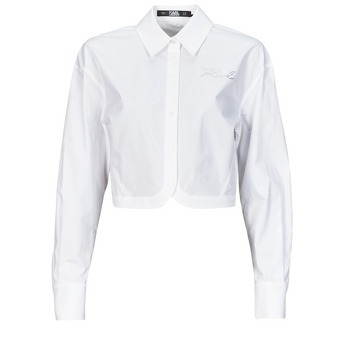 textil Dam Skjortor / Blusar Karl Lagerfeld crop poplin shirt Vit
