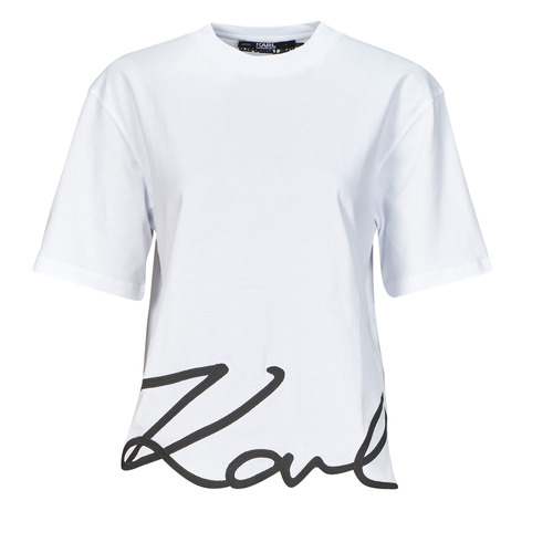 textil Dam T-shirts Karl Lagerfeld karl signature hem t-shirt Vit