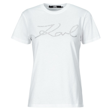 textil Dam T-shirts Karl Lagerfeld rhinestone logo t-shirt Vit