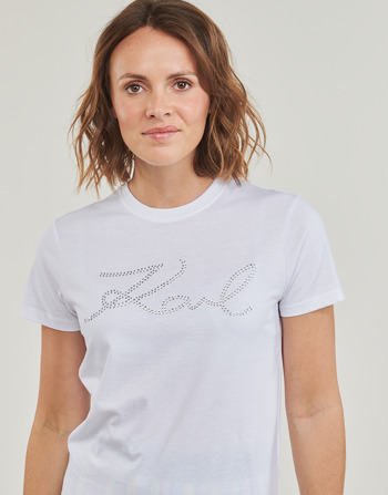 Karl Lagerfeld rhinestone logo t-shirt Vit