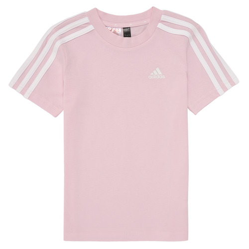 textil Flickor T-shirts Adidas Sportswear LK 3S CO TEE Rosa / Vit