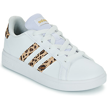Skor Flickor Sneakers Adidas Sportswear GRAND COURT 2.0 K Vit / Leopard