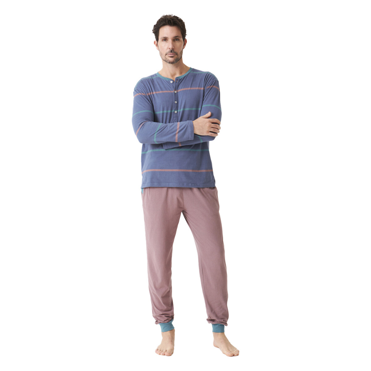 textil Herr Pyjamas/nattlinne J&j Brothers JJBDP5500 Blå