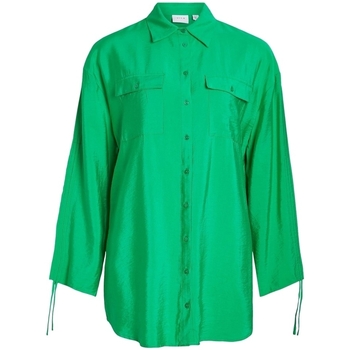 textil Dam Blusar Vila Klaria Oversize Shirt L/S - Bright Green Grön