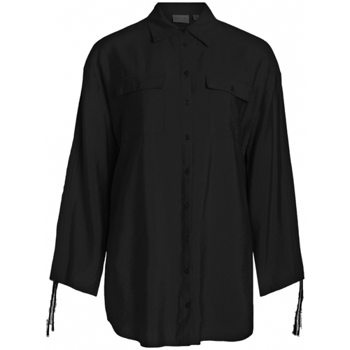 textil Dam Blusar Vila Klaria Oversize Shirt L/S - Black Svart