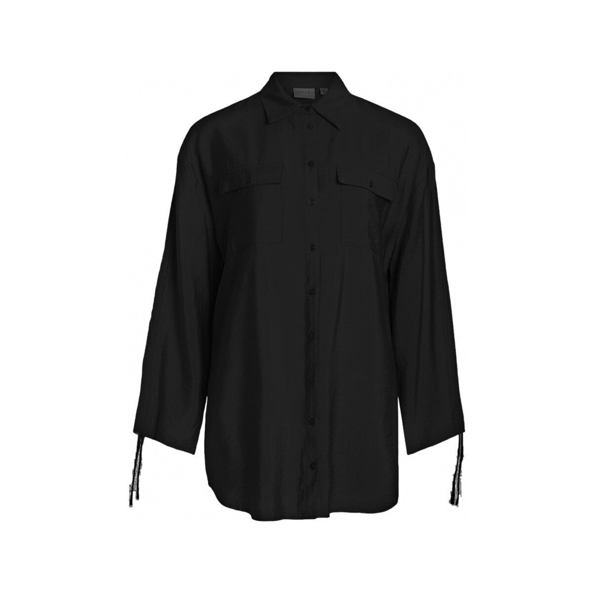 textil Dam Blusar Vila Klaria Oversize Shirt L/S - Black Svart