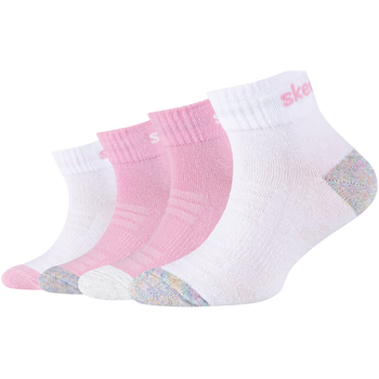 Underkläder Flickor Sportstrumpor Skechers 4PPK Girls Mesh Ventilation Quarter Socks Rosa