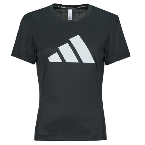 textil Dam T-shirts adidas Performance RUN IT TEE Svart / Vit