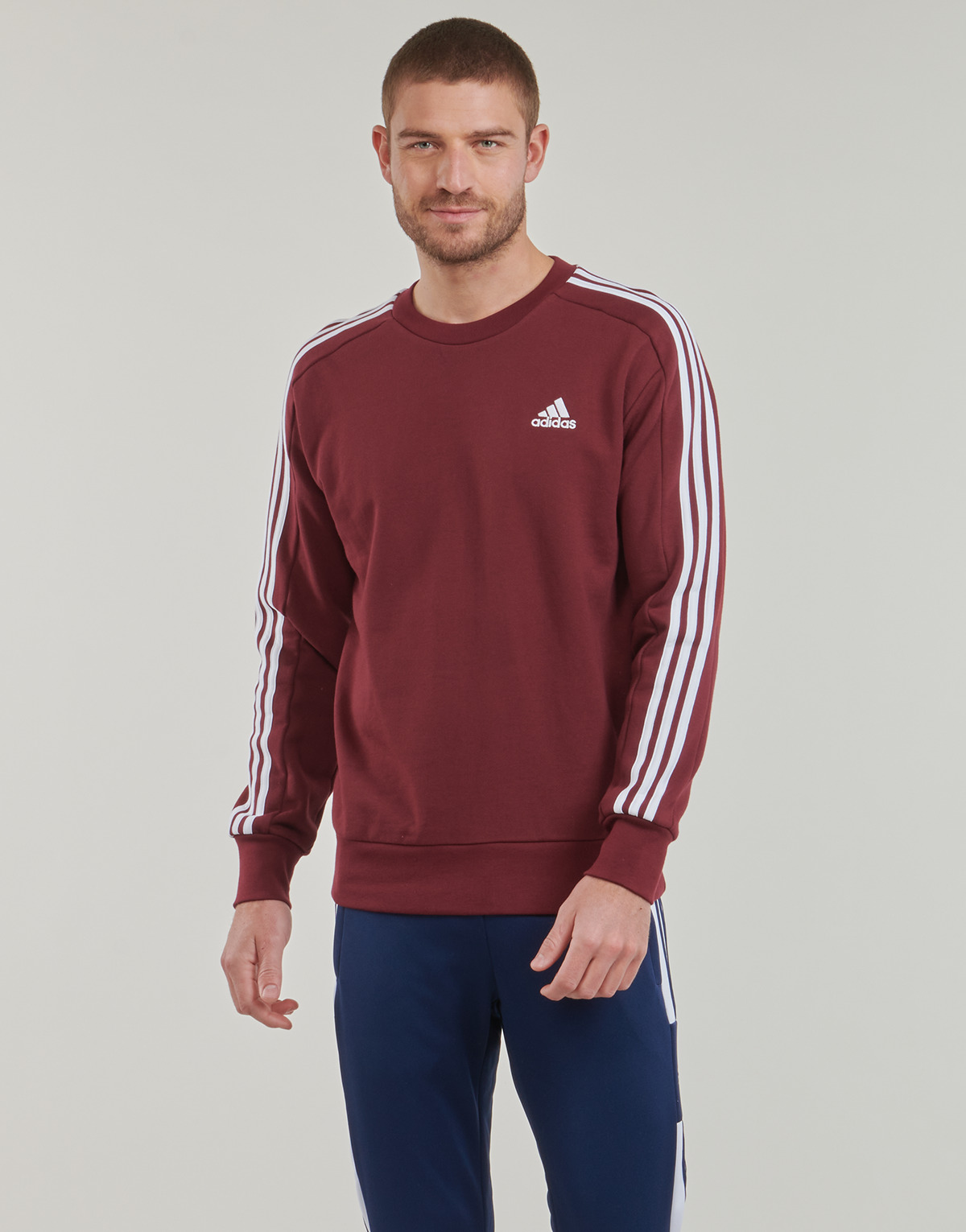 textil Herr Sweatshirts Adidas Sportswear M 3S FT SWT Bordeaux / Vit