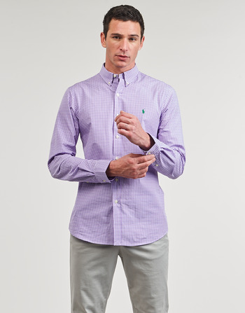 textil Herr Långärmade skjortor Polo Ralph Lauren CHEMISE AJUSTEE SLIM FIT EN POPELINE RAYE Flerfärgad