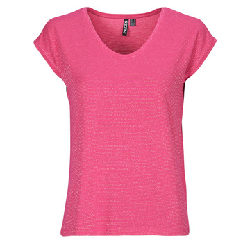 textil Dam T-shirts Pieces PCBILLO TEE LUREX STRIPES Rosa