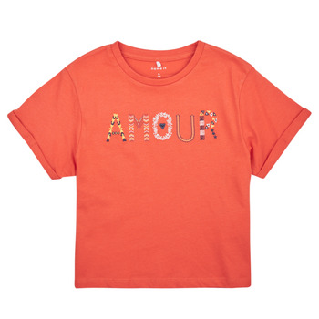 textil Flickor T-shirts Name it NKFTMORINA SS LOOSE TOP PS Rosa