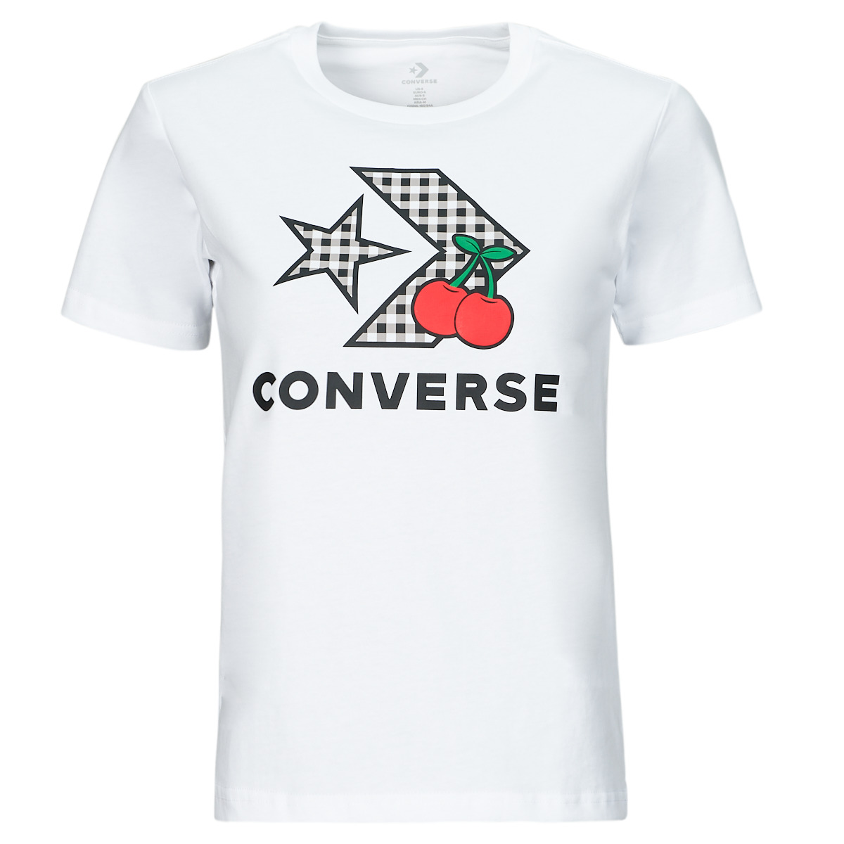 textil Dam T-shirts Converse CHERRY STAR CHEVRON INFILL TEE WHITE Vit
