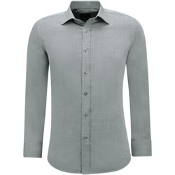 textil Herr Långärmade skjortor Gentile Bellini Oxford Blus Långärmad Slät Grå