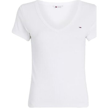 textil Dam T-shirts & Pikétröjor Tommy Jeans DW0DW17385 Vit