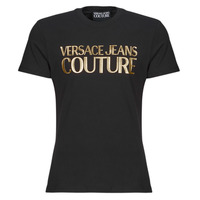 textil Herr T-shirts Versace Jeans Couture 76GAHT00 Svart / Guldfärgad