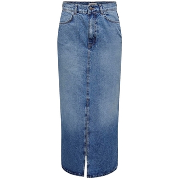 textil Dam Kjolar Only Noos Cilla Long Skirt - Medium Blue Denim Blå