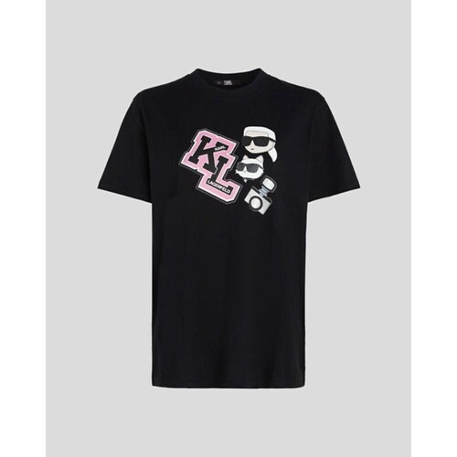 textil Dam T-shirts & Pikétröjor Karl Lagerfeld 240W1727 OVERSIZED IKONIK VARSITY TEE Svart