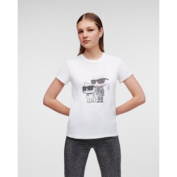 textil Dam T-shirts & Pikétröjor Karl Lagerfeld 230W1772 IKONIK 2 0 Vit