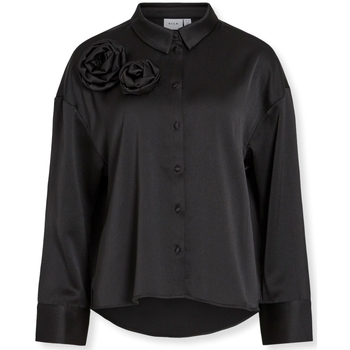 textil Dam Blusar Vila Medina Rose Shirt L/S - Black Svart