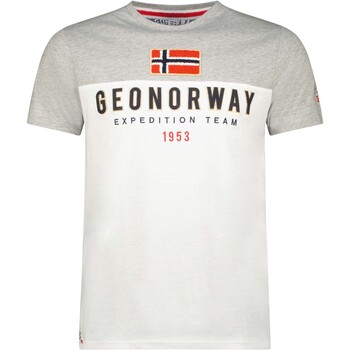 textil Herr T-shirts Geographical Norway SW1276HGNO-GREY-WHITE Vit