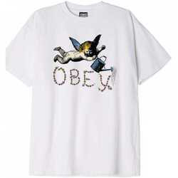 textil Herr T-shirts & Pikétröjor Obey flower angel Vit