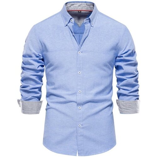 textil Herr Långärmade skjortor Atom SH700 Blå