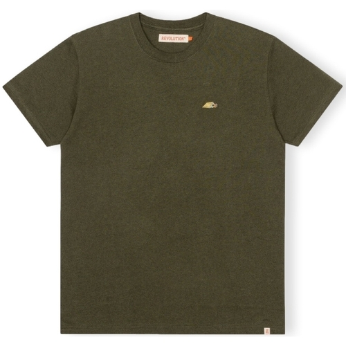 textil Herr T-shirts & Pikétröjor Revolution T-Shirt Regular 1342 TEN - Army/Melange Grön