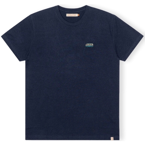 textil Herr T-shirts & Pikétröjor Revolution T-Shirt Regular 1342 BUS - Navy/Melange Blå
