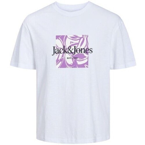 textil Herr T-shirts Jack & Jones 12250436 JORLAFAYETTE Vit