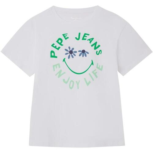 textil Flickor T-shirts Pepe jeans  Vit