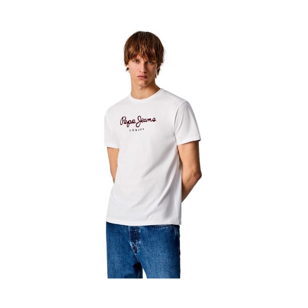 textil Herr T-shirts Pepe jeans CAMISETA CASUAL HOMBRE EGGO   PM508208 Vit