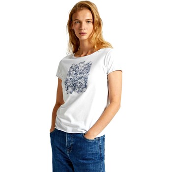 textil Dam T-shirts Pepe jeans CAMISETA MUJER JURY   PL505829 Vit