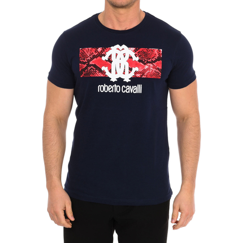 textil Herr T-shirts Roberto Cavalli FST647-NAVY Blå