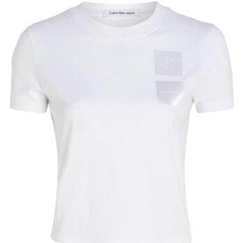 textil Dam T-shirts Calvin Klein Jeans  Vit
