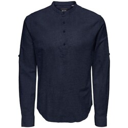 textil Herr Långärmade skjortor Only & Sons  22009883 CAIDEN Blå