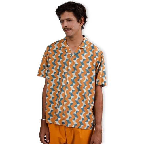 textil Herr Långärmade skjortor Brava Fabrics Big Tiles Aloha Shirt - Ochre Flerfärgad