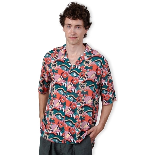 textil Herr Långärmade skjortor Brava Fabrics Yeye Weller Aloha Shirt - Red Flerfärgad